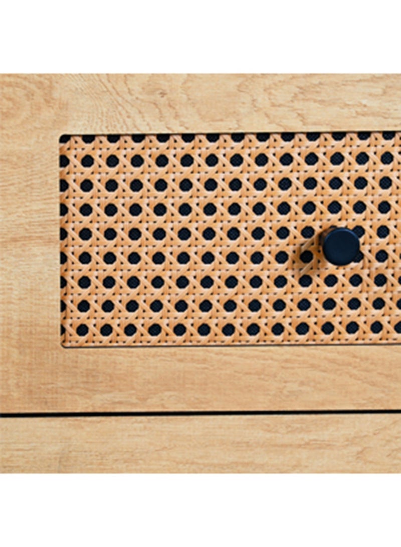 أولييرو طاولة جانبية من راتان PVC مع 3 أدراج قماشية قابلة للإزالة – تخزين متعدد الاستخدامات لغرفة النوم، غرفة المعيشة، المكتب وغرفة الأطفال، 40 × 30 × 65 سم، لون خشبي - Image 3